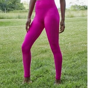 JoyLab Magenta Purple High Rise Laser Cut Mesh Trim Yoga Athletic Leggings
